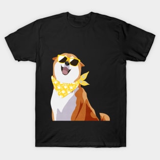 Happy Shiba Inu - Yellow shades and bandana T-Shirt